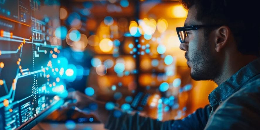 An IT professional configures systems, ensuring seamless compatibility when integrating top proposal management software.